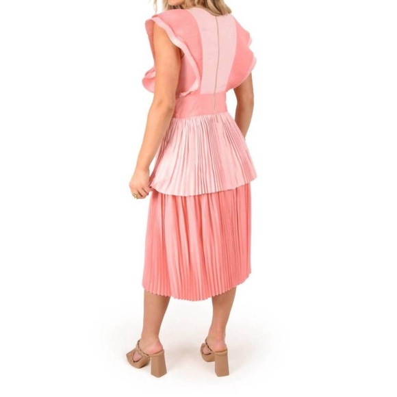 EMILY MCCARTHY Medium Pink Chloe Midi Dress NEW - Picture 3 of 4